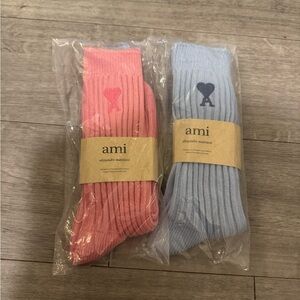 Ami  unisex Pink and Blue Socks